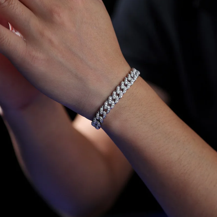 Bracelet moissanite homme cubain VVS